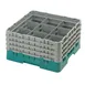 Cambro 9S800414 Camrack Glass Rack, Full Size, Teal, 19-3/4 x 19-3/4 x 10-1/2, 9 Compartments, 5-7/8 Max Dia, 8-1/2 Max Height, HACCP Compliant, NSF 1 image