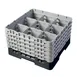 Cambro 9S958110 Camrack Glass Rack, Full Size, Black, 19-3/4 x 19-3/4, 9 Compartments, 5-7/8 Max Dia, HACCP Compliant, NSF Certified 1 image