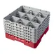 Cambro 9S958163 Camrack Glass Rack, Full Size, Red, 19-3/4 x 19-3/4, 9 Compartments, 5-7/8 Max Dia, HACCP Compliant 1 image