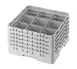 Cambro 9S958184 Camrack Glass Rack, Full Size, Beige, 19-3/4 x 19-3/4, 9 Compartments, 5-7/8 Max Dia, HACCP Compliant 1 image