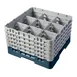 Cambro 9S958414 Camrack Glass Rack, Teal, Full Size, 19-3/4 x 19-3/4 x 12-1/8, 9 Compartments, 5-7/8 Max Dia, HACCP Compliant 1 image