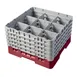 Cambro 9S958416 Camrack Glass Rack, Full Size, Cranberry Red, 19-3/4 x 19-3/4, 9 Compartments, 5-7/8 Max Dia, HACCP Compliant 1 image