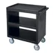 Cambro SC230S110 NSF Black Polyethylene 3-Shelf Service Cart - 33.25" x 20" x 34.63" 1 image
