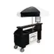 Cambro CVC72110 Camcruiser Black Vending Cart w/ Umbrella, 3 Counter Wells, 3 Compartments 1 image