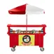 Cambro CVC724158 Camcruiser Hot Red Vending Cart w/ Umbrella, 4 Counter Wells, 3 Compartments 1 image