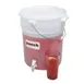Cambro DSPR6148 6‑Gallon White Poly Beverage Dispenser with Handle, Drip‑Proof Spigot, Lid 1 image