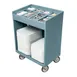 Cambro TC1418401 Slate Blue Tray & Silver Cart with Pans & Vinyl Cover, (8) Compartments 1 image