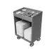 Cambro TC1418615 Charcoal Gray Tray & Silver Cart with Pans & Vinyl Cover, (8) Compartments 1 image