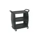 Carlisle CC203603 3 Shelf Black Utility / Bus Cart w/ 300 lb. Capacity - 36"L x 18"W 1 image