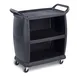 Carlisle CC2036P03 3 Shelf Black Small Bussing Cart w/Panels - 18" x 36.25" x 38" 1 image