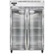 Continental Refrigerator 2FNGD 52" 2-Section Reach-In Freezer, 2 Glass Doors, Top Mounted, 48 cu. ft., Stainless Steel Front, Aluminum Sides 1 image