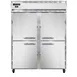Continental Refrigerator 2RENPTHD 57" 2-Section Pass-Thru Refrigerator w/ 8 Half Solid Doors, Stainless Steel Front Aluminum Ends, 52 cu. ft. 1 image