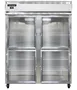Continental 2RENSAGDHD 57" 2-Section Reach-In Refrigerator w/ 4 Half Glass Doors, Stainless Steel Exterior, 50 cu.ft. 1 image