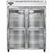Continental 2RESNGDHD 57" 2-Section Reach-In Refrigerator w/ 4 Glass Half Doors, Stainless Steel Front Aluminum Exterior, 40 cu.ft. 1 image