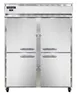Continental 2RESNSAHD 57" 2-Section Reach-In Refrigerator w/ 4 Solid Half Doors, Stainless Steel Exterior, 40 cu.ft. 1 image