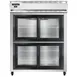 Continental 2RESNSGDHD 57" 2-Section Reach-In Refrigerator w/ 4 Siliding Half Glass Doors, Stainless Steel Front Aluminum Exterior, 40 cu.ft. 1 image