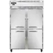 Continental Refrigerator 2RSNHD 52" 2-Section Reach-In Refrigerator w/ 4 Solid Half Doors, Stainless Steel Front Aluminum Exterior, 32 cu.ft. 1 image