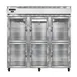 Continental Refrigerator 3FNSAGDHD 78" 3-Section Reach-In Freezer, 6 Half Glass Doors, Stainless Steel, 70 cu. ft. 1 image