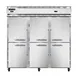 Continental Refrigerator 3RFFNHD 78" 3-Section Reach-In Refrigerator Freezer Combo w/ 6 Half Solid Doors 1 image
