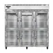 Continental Refrigerator 3RNGDHD 78" 3-Section Reach-In Refrigerator w/ 6 Glass Half Doors, 70 cu.ft. 1 image