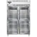 Continental Refrigerator D2RSNSAGDHD 52" 2-Section Reach-In Refrigerator w/ 4 Glass Half Doors, Stainless Steel Exterior, 32 cu. ft. 1 image