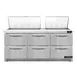 Continental Refrigerator D72N27M-FB-D 72" Mega Top Sandwich Prep Table w/ 3 Doors, 27 pans 1 image