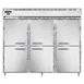 Continental Refrigerator DL3RENPTHD 86" 3-Section Pass-Thru Refrigerator w/ 12 Half Solid Doors, Stainless Steel Front Aluminum Ends, 75 cu. ft. 1 image