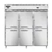 Continental Refrigerator D3RRFNHD 78" 3-Section Reach-In Refrigerator Freezer Combo w/ 6 Half Solid Doors 1 image