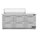 Continental Refrigerator SW72N12C-FB-D 72" Sandwich / Salad Prep Table w/ 6 Drawers, 12 Pans 1 image