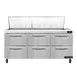 Continental Refrigerator SW72N27M-D 72" Mega Top Sandwich Prep Table w/ 6 Drawers, 27 pans 1 image