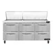 Continental Refrigerator SW72N30M-D 72" Mega Top Sandwich Prep Table w/ 6 Drawers, 30 pans 1 image