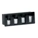 Dispense-Rite FML-4 4-Comp Lid Dispenser 7-1/4" H x 21" W x 5-3/8" D 6-1/4" x 20" Black Acrylic 1 image