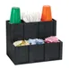 Dispense-Rite MCD-6BT Cup/Lid/Straw Organizer – 6-Section Black Plastic, 11-3/4" H x 15" W x 10" D 1 image