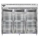 Continental Refrigerator D3RENGDHD 85" 3-Section Reach-In Refrigerator w/ 6 Glass Half Doors, Stainless Steel Front Aluminum Exterior, 75 cu. ft. 1 image