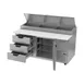 Beverage Air DPD67HC-3 67" 2-Section Refrigerated Pizza Prep Table w/ 1 Door & 3 Drawers 4 image
