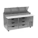 Beverage Air DPD67HC-6 67" 2-Section Refrigerated Pizza Prep Table w/ 6 Drawers, 20.7 cu. ft. 1 image