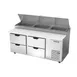 Beverage Air DPD72HC-4 72" 2-Section Refrigerated Pizza Prep Table w/ 4 Drawers 2 image