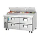 Everest EPPR2-D4 71" 2-Section Refrigerated Pizza Prep Table w/ 4 Drawers, (9) 1/3 Size Pans 1 image