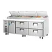 Everest EPPR3-D4 93" 3-Section Refrigerated Pizza Prep Table w/ 1 Door & 4 Drawers 1 image
