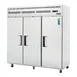 Everest ESR3 74" 3-Section Reach-In Refrigerator w/ 3 Solid Full Doors, Top Mount, Stainless Steel, 71 cu. ft. 1 image