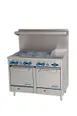 Comstock-Castle F3218-12 48" Gas Restaurant Range w/ (6) Open Burners, 12" Griddle, (2) Space Saver Ovens, 234.000 BTU 1 image