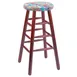 G & A 115PS Demi Backless Barstool, 30" H, Round Upholstered Padded Seat, European Beechwood Frame, Footrest 1 image