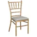 G & A 589 Chiavari Stackable Chair, Ladder Back, Padded Seat, 18 Gauge Steel Frame with Gold Finish 1 image