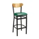 G & A 611PS Santos Barstool, Veneer Back, Upholstered Padded Seat, 18 Gauge Steel Frame, Black Matte Finish, Footrest, Armless, Standard Height 1 image