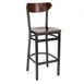 G & A 611VS Santos Barstool with Veneer Back and Seat, 18 Gauge Steel Frame, Black Matte Finish, Footrest, Armless, Standard Height 1 image