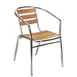 G & A 629 Newport Arm Chair, Teak Wood Ladder Back, Anodized Aluminum Frame, Indoor/Outdoor Stacking 1 image