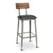 G & A 645-PS Hudson Barstool, Reclaimed Wood Back, Upholstered Padded Seat, Walnut Wood Finish, Fully Welded Steel Frame 1 image