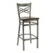 G & A 699-D RS Barstool, Double X-Back, Reclaimed Wood Seat, 18 Gauge Steel Frame, Distressed Clear Finish, Footrest, Armless, Vinyl 1 image