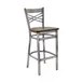 G & A 699-D VS Double Cross Back Barstool with Veneer Seat, Distressed Clear Finish, 18 Gauge Steel Frame 1 image