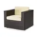 G & A 8301 Monterey Lounge Arm Chair, Indoor/Outdoor, Espresso, Resin Wicker, Aluminum Frame, White Cushions 1 image